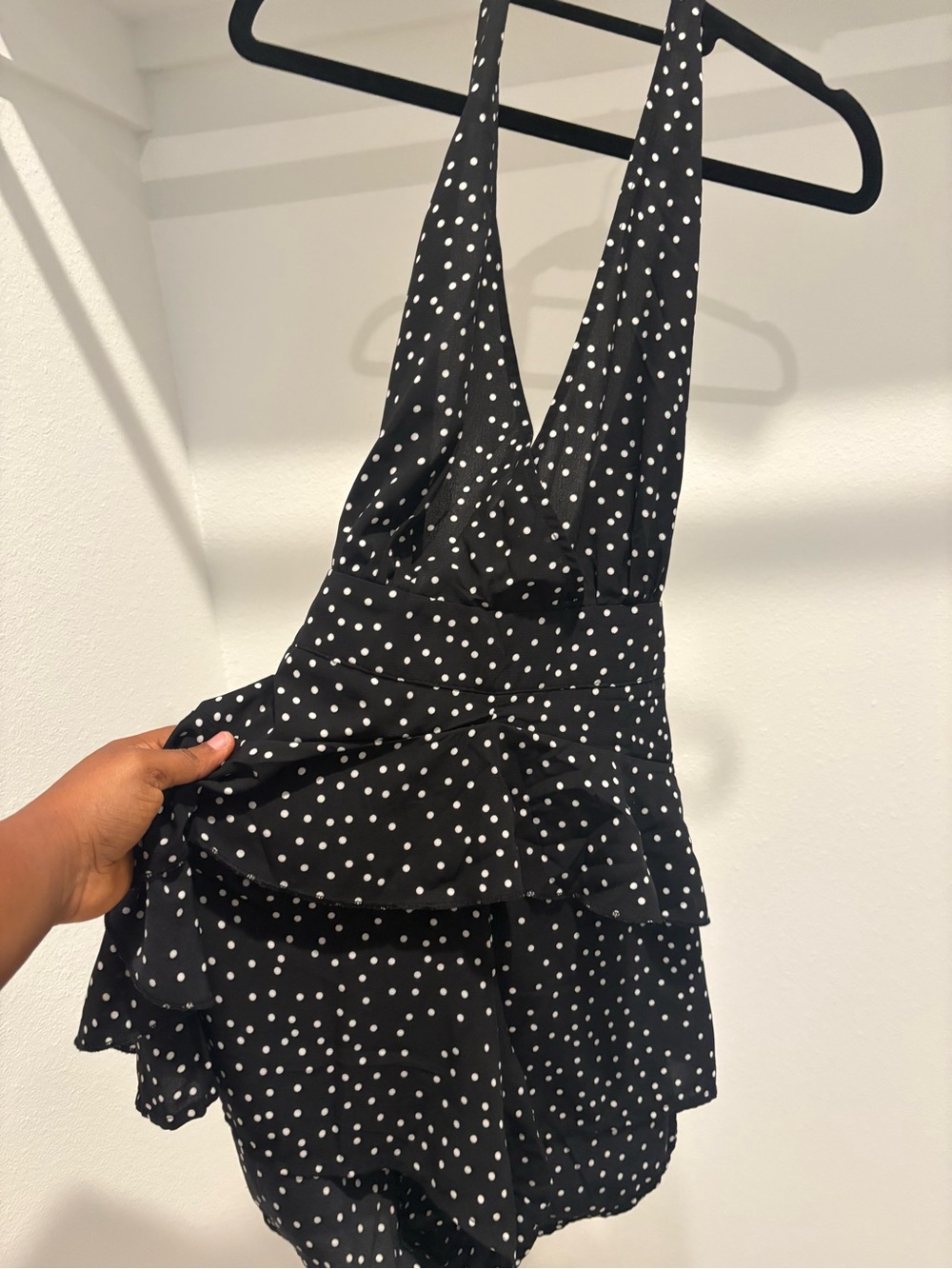 Black & White Polka Dot Halter Romper